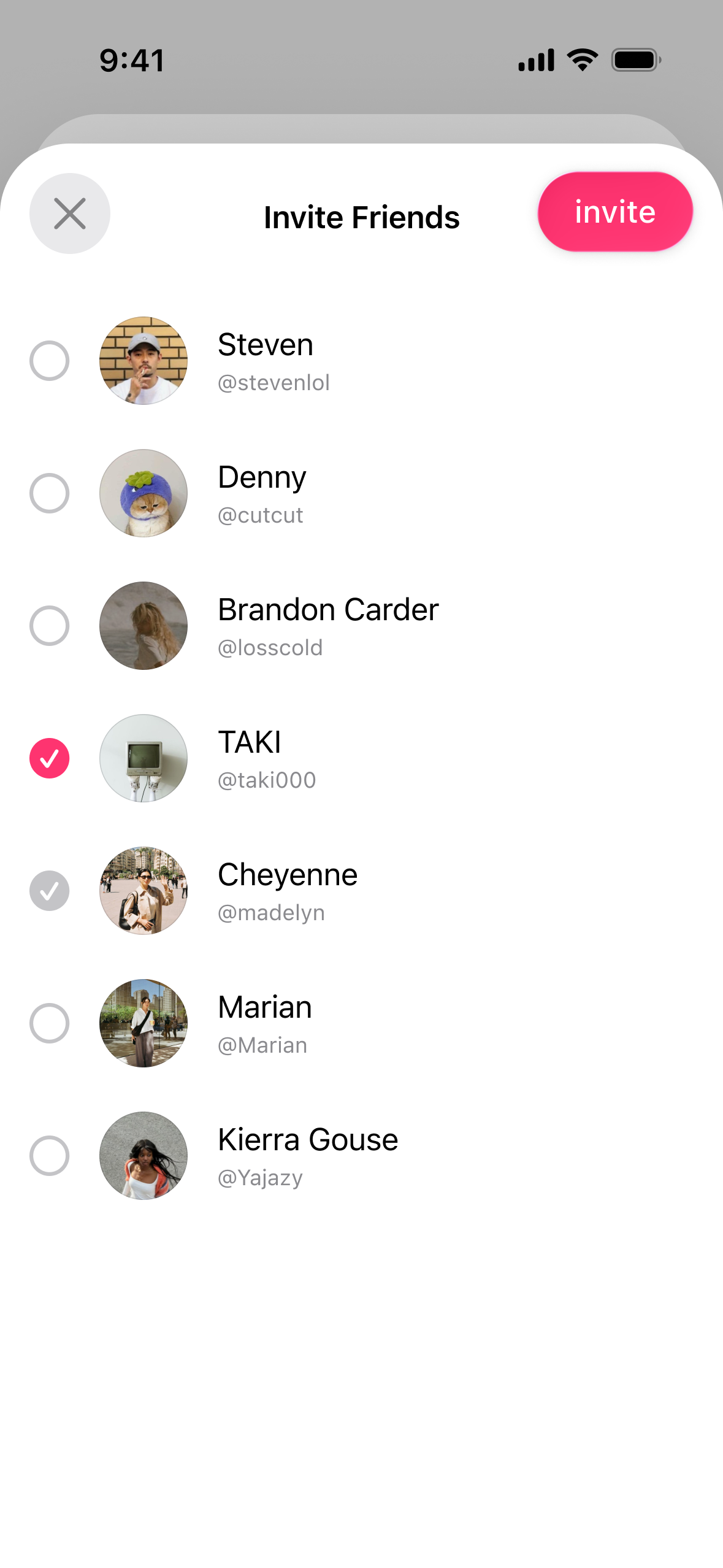 Inviting friends
